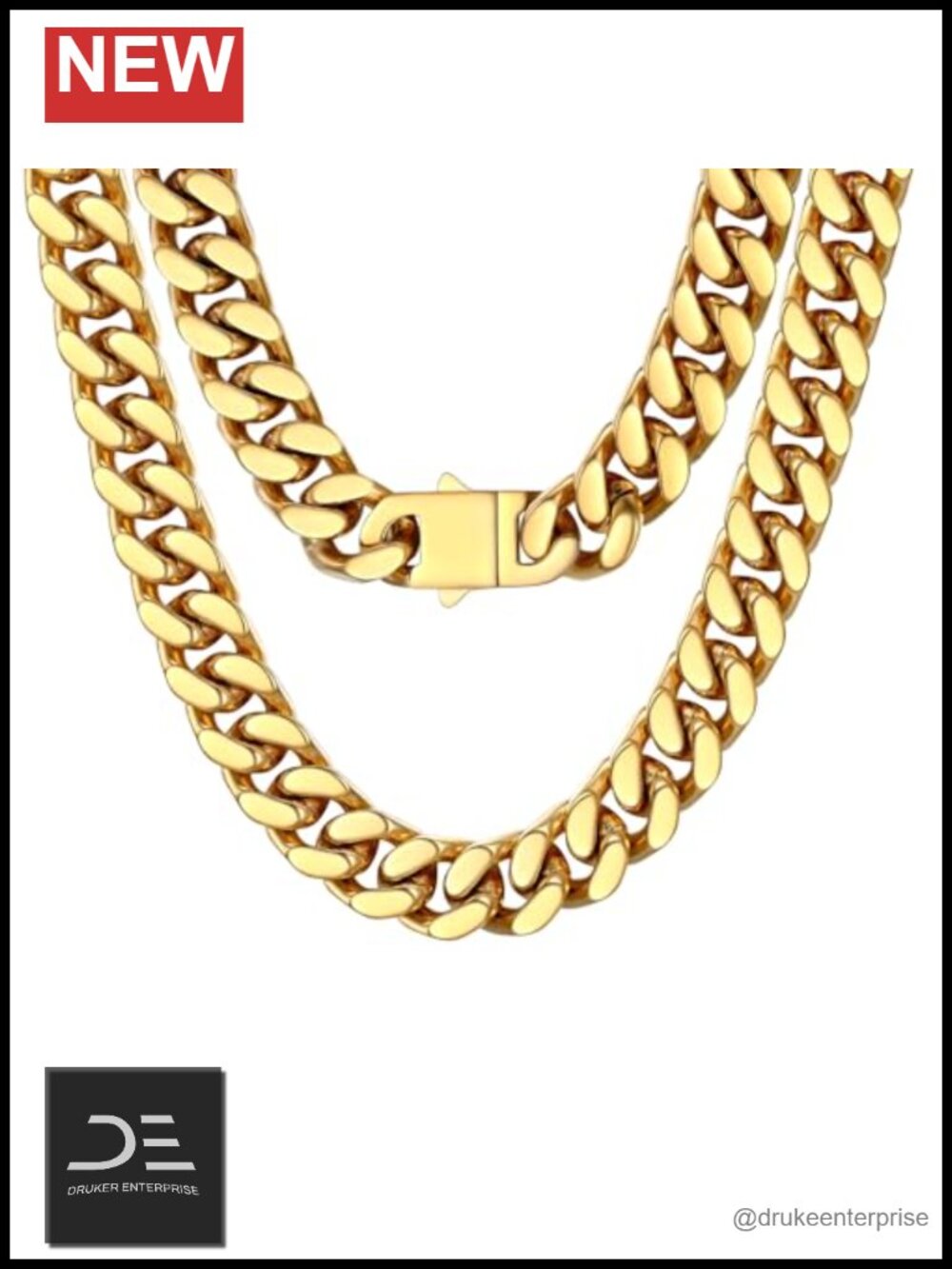 Chunky Cuban Link Chain Necklace Stainless Steel 14mm 18in Statement